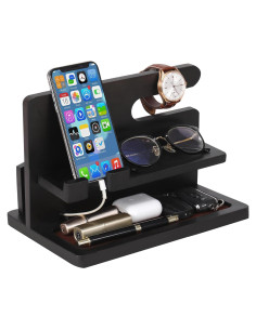 Estación de Acoplamiento de Madera YSangift para Teléfonos Negro