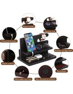 Estación de Acoplamiento de Madera YSangift para Teléfonos Negro 2