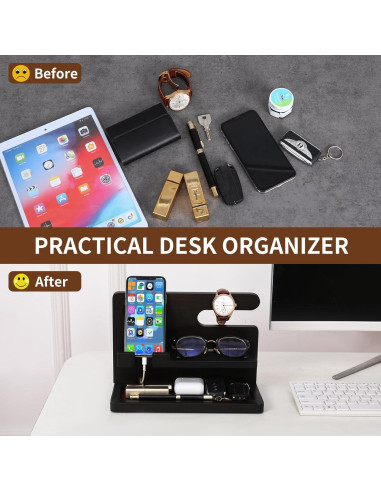 Estación de Acoplamiento de Madera YSangift para Teléfonos Negro