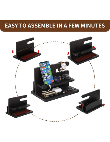 Estación de Acoplamiento de Madera YSangift para Teléfonos Negro