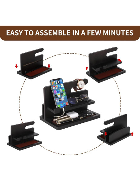 Estación de Acoplamiento de Madera YSangift para Teléfonos Negro