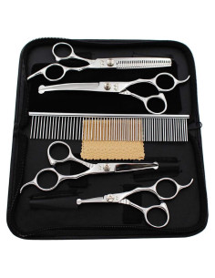 Kit de Tijeras para Acicalar Perros iSeaFly 6 en 1 Acero Inoxidable