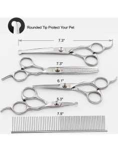 Kit de Tijeras para Acicalar Perros iSeaFly 6 en 1 Acero Inoxidable 2