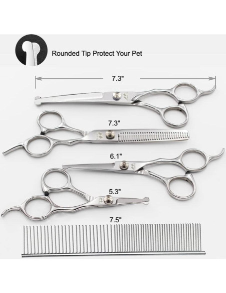 Kit de Tijeras para Acicalar Perros iSeaFly 6 en 1 Acero Inoxidable