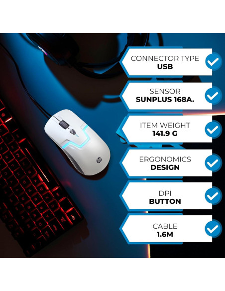 Ratón Gaming HP M160 Óptico con Cable y 7 LED RGB