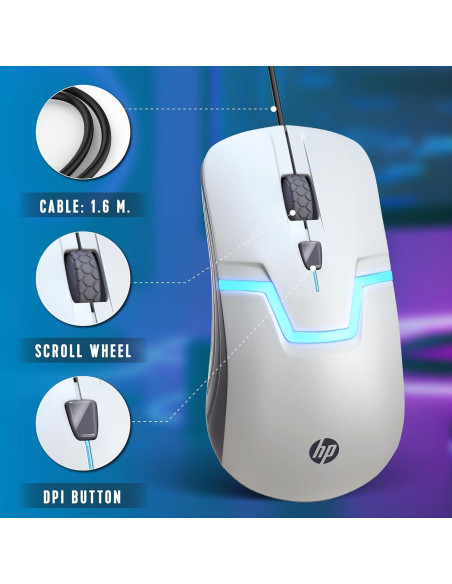 Ratón Gaming HP M160 Óptico con Cable y 7 LED RGB