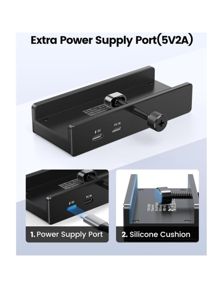 Hub USB 3.0 ORICO con Abrazadera y Puerto USB-C 4 Puertos