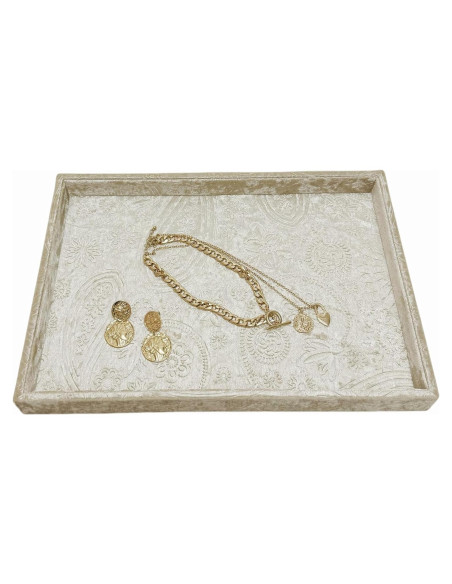 Bandeja Decorativa de Joyería AgentMoon Beige Dorado 35.3x24.3cm