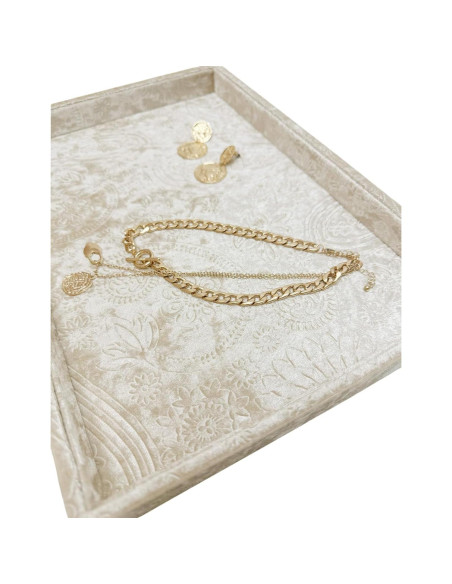 Bandeja Decorativa de Joyería AgentMoon Beige Dorado 35.3x24.3cm