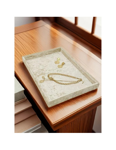 Bandeja Decorativa de Joyería AgentMoon Beige Dorado 35.3x24.3cm