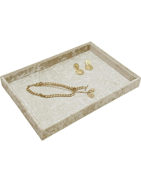 Bandeja Decorativa de Joyería AgentMoon Beige Dorado 35.3x24.3cm