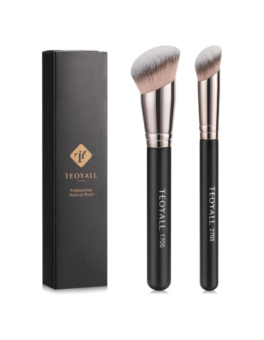 Conjunto de Brochas de Contorno TEOYALL 2PCS Anguladas Sintéticas