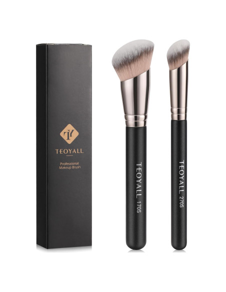 Conjunto de Brochas de Contorno TEOYALL 2PCS Anguladas Sintéticas