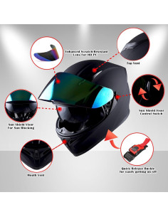 Casco de Moto 1Storm HJK316 Doble Visor Anti Niebla M 2