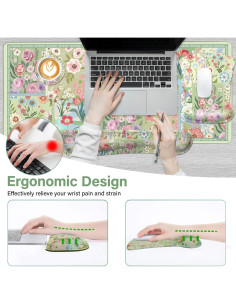 Soporte Reposamuñecas Ergonómico MOSISO Verde con Alfombrilla 90x40cm 2