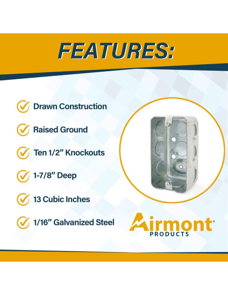 Caja eléctrica utilitaria Airmont 4x10 cm, acero galvanizado