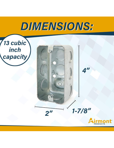 Caja eléctrica utilitaria Airmont 4x10 cm, acero galvanizado