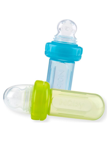 Nuby Dispensador de Comida Silicona para Bebés 2-Pack Aqua Verde