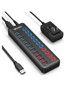 Hub USB 3.0 Alimentado Wenter 11 Puertos con Carga Rápida