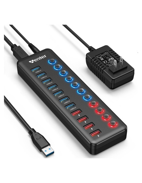 Hub USB 3.0 Alimentado Wenter 11 Puertos con Carga Rápida