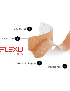 Cinta de Kinesiología FlexU - 60 tiras precortadas 5x25 cm 2