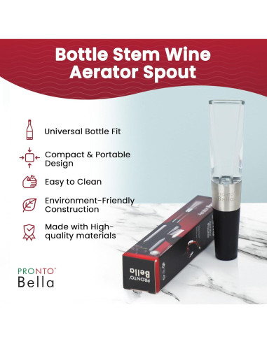 Aerador de Vino Pronto Bella con Tallo de Botella - Sin Goteo