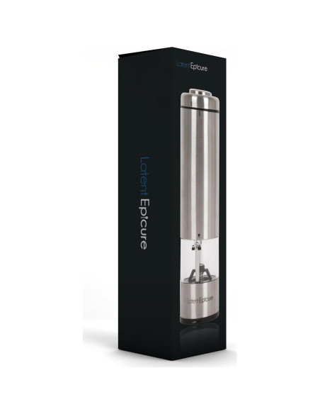 Molino Eléctrico de Sal y Pimienta Latent Epicure - Acero Inoxidable, Ajuste Fino y Grueso