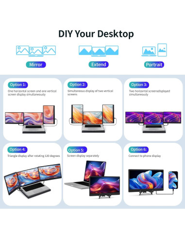 Extensor de Pantalla Triple 14" FHD 1080P POTTMACEE
