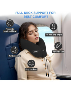 Almohada de Viaje Jiaao JATPNEWPA Espuma de Memoria Negra 2