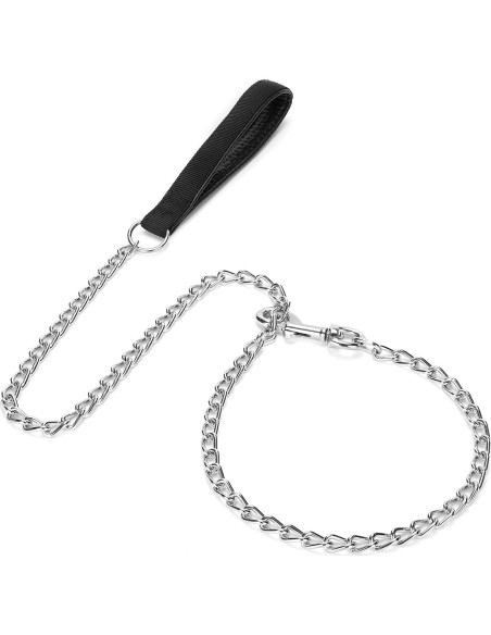 Correa de Perro de Cadena SGODA 1.22m Alta Resistencia Negra
