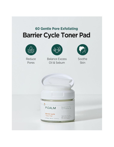 P.CALM Almohadillas Tónicas Faciales Veganas 60 Unidades