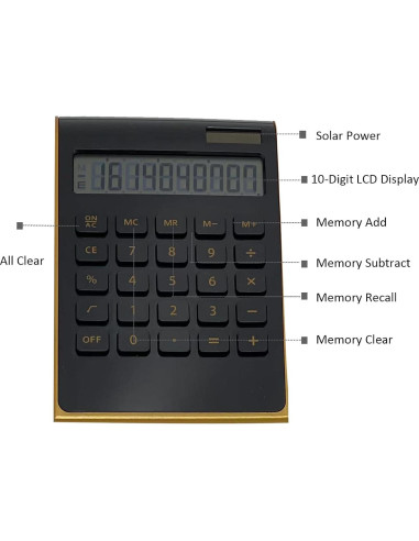Calculadora de escritorio solar Benkaim 10 dígitos negra