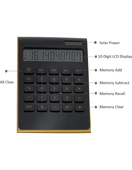 Calculadora de escritorio solar Benkaim 10 dígitos negra