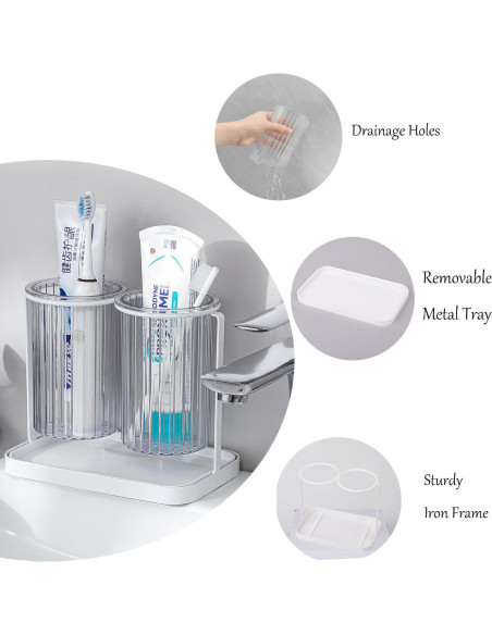 Soporte para Cepillos de Dientes Heagoale con Drenaje 2 Ranuras