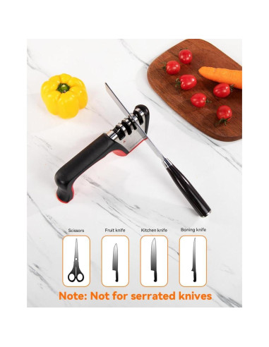 Afilador de cuchillos 4-en-1 Brigii SST01, negro y rojo