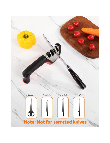 Afilador de cuchillos 4-en-1 Brigii SST01, negro y rojo