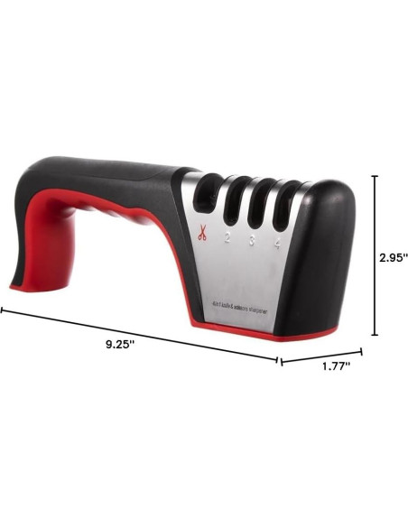 Afilador de cuchillos 4-en-1 Brigii SST01, negro y rojo