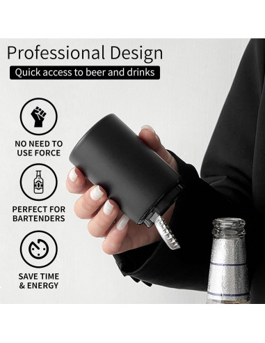 Destapador Automático de Botellas de Cerveza Down-Pop Negro