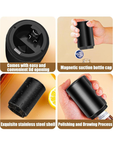 Destapador Automático de Botellas de Cerveza Down-Pop Negro