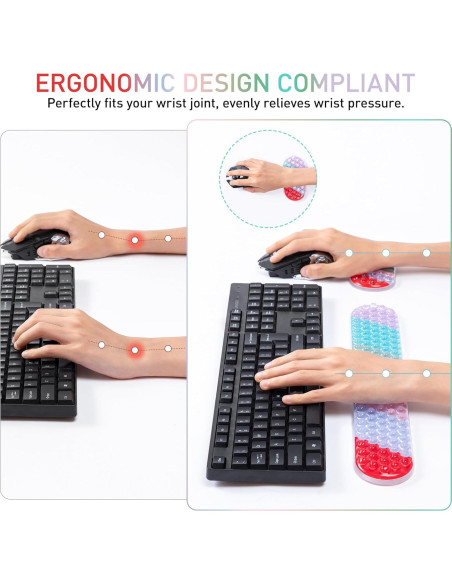 Juego de Reposamuñecas de Gel ABRONDA Acuamarina Ergonómico