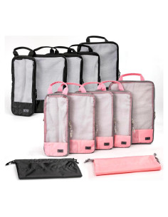 Set de 12 Cubos de Compresión Wongle para Viaje Rosa/Negro
