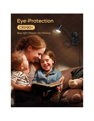 Lámpara de lectura LED LiFMIRA con clip y 3 modos de luz