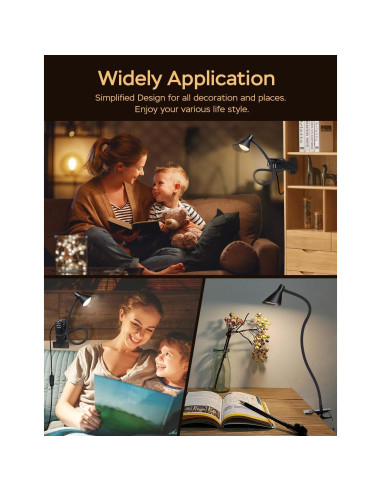 Lámpara de lectura LED LiFMIRA con clip y 3 modos de luz