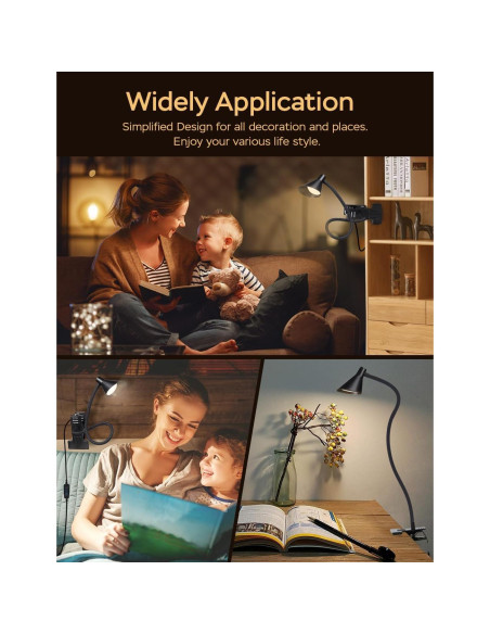 Lámpara de lectura LED LiFMIRA con clip y 3 modos de luz