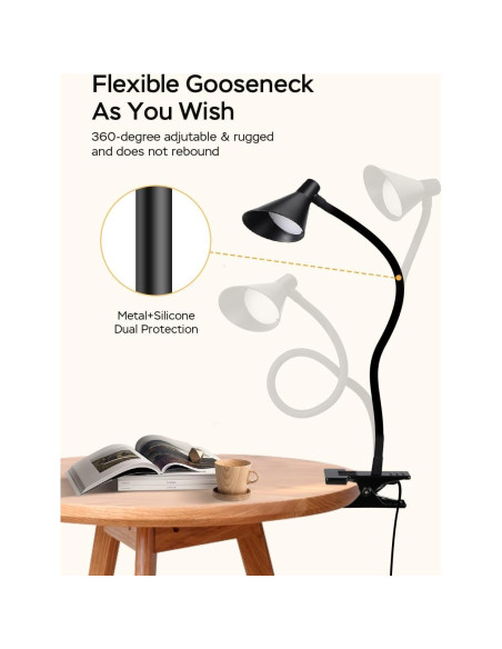 Lámpara de lectura LED LiFMIRA con clip y 3 modos de luz