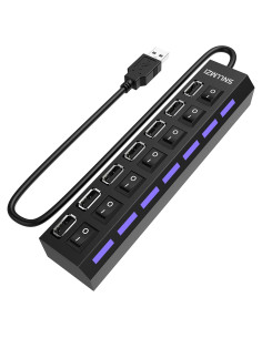Hub USB 2.0 de 7 Puertos SNLLMZI Portátil LED Alta Velocidad