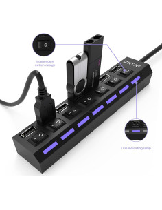 Hub USB 2.0 de 7 Puertos SNLLMZI Portátil LED Alta Velocidad 2
