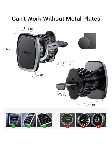 Soporte Magnético para Teléfono en Auto LISEN 2 Pack - Negro