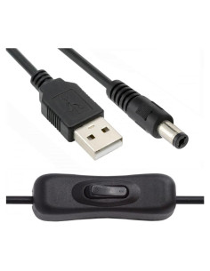 Cable DC 5.5mm con USB Tipo-A y botón encendido 1m CY