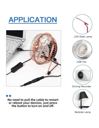 Cable DC 5.5mm con USB Tipo-A y botón encendido 1m CY